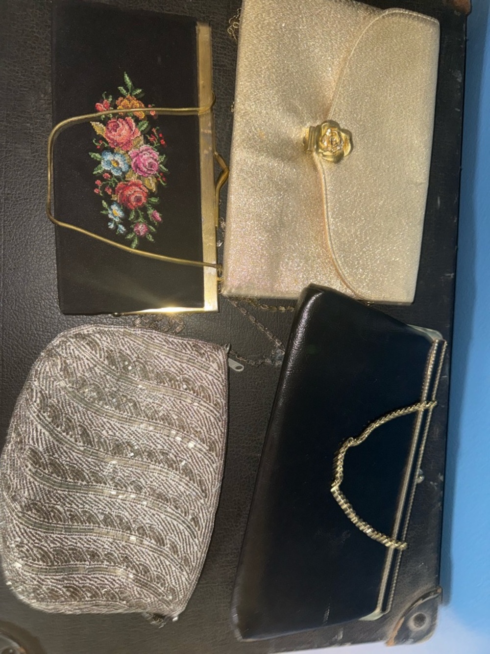Lot of 4 Elegant Vintage Evening Clutch Handbags